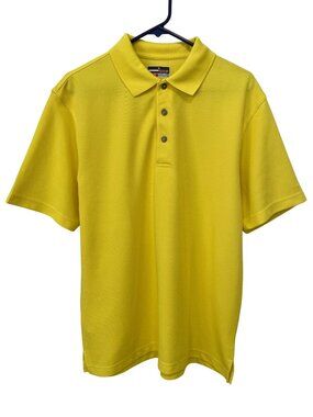 Grand Slam Performance Polo Shirt Large Collared Short Sleeve Yellow Athleisure